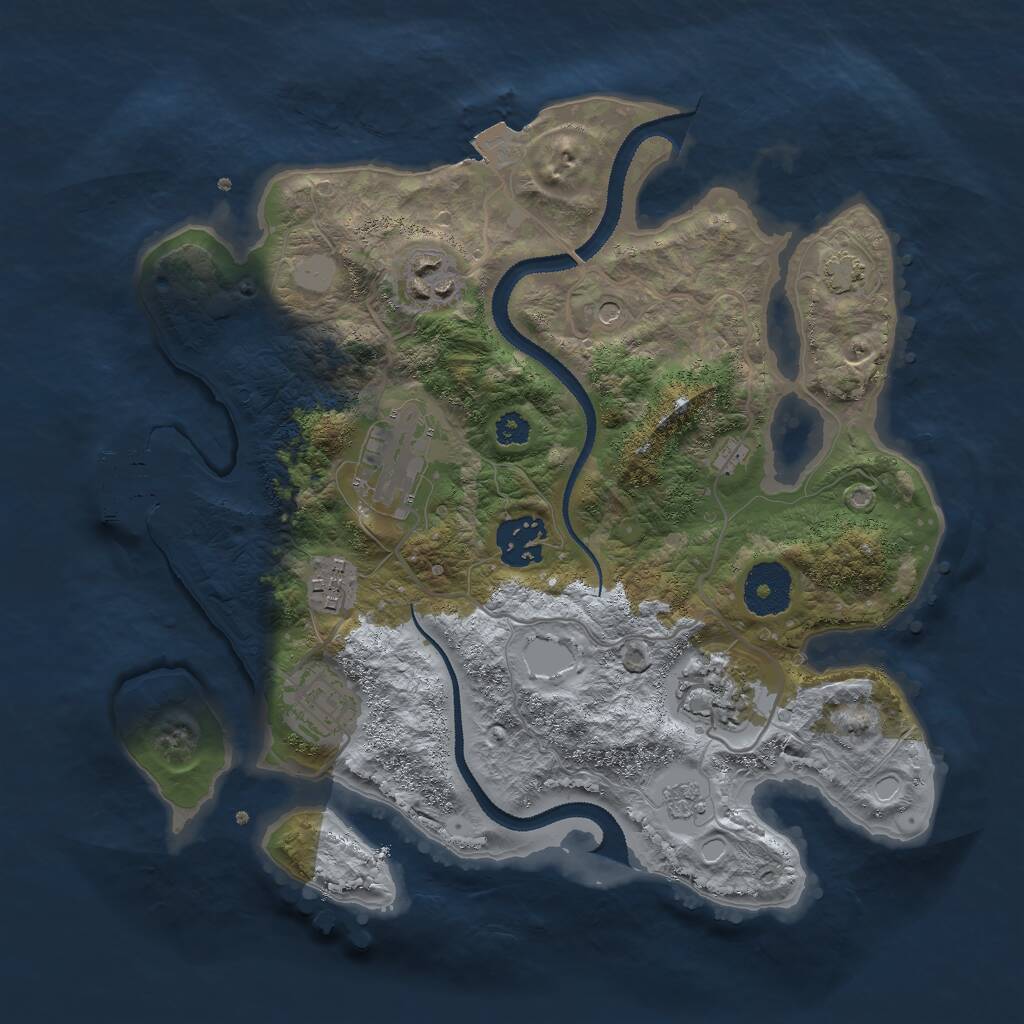 Rust Map: Procedural Map, Size: 3000, Seed: 576649, 11 Monuments