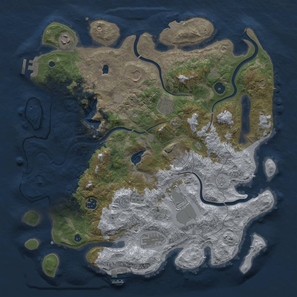 Rust Map: Procedural Map, Size: 4050, Seed: 1496103755, 14 Monuments