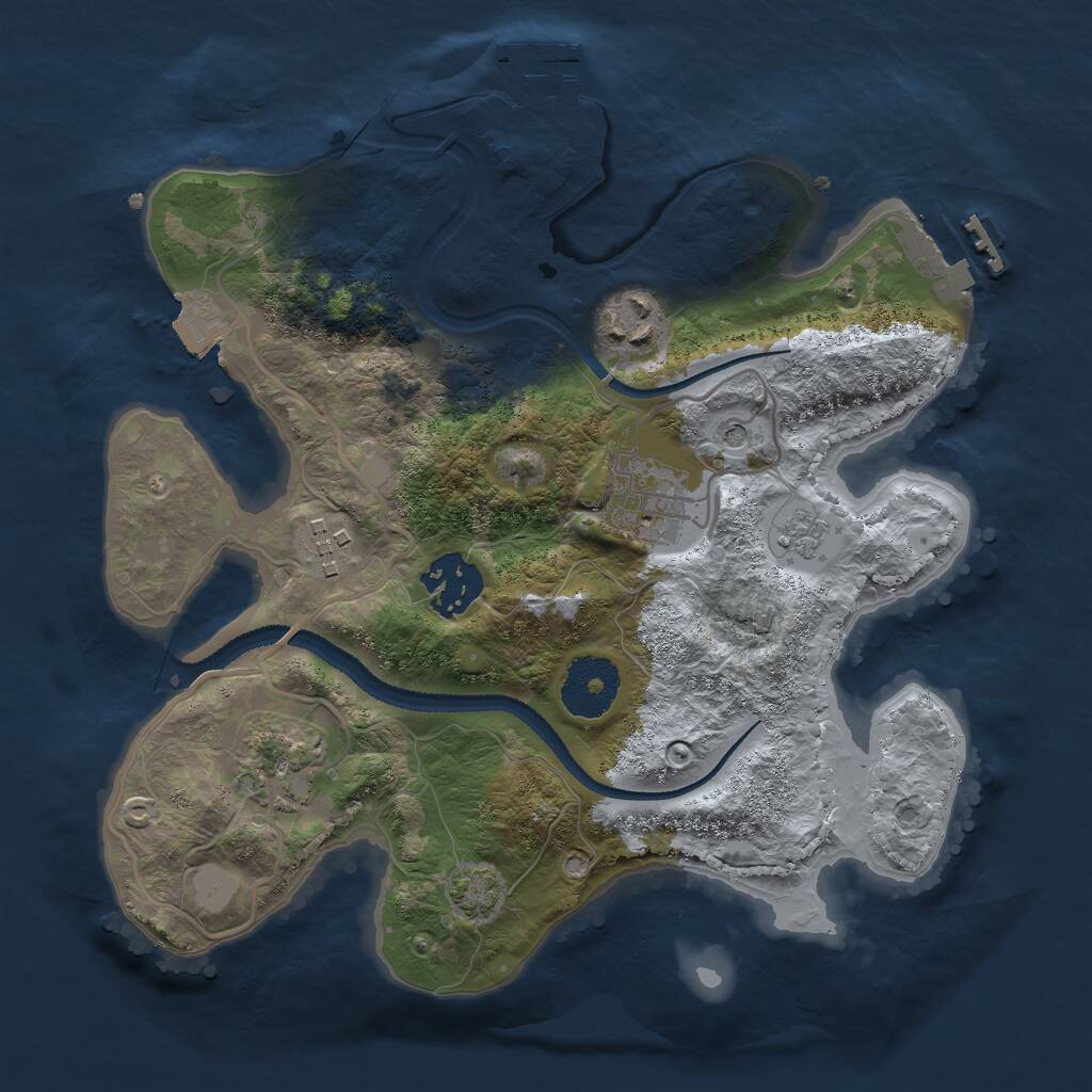 Rust Map: Procedural Map, Size: 2750, Seed: 174312643, 11 Monuments