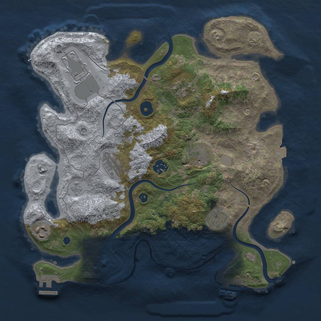 Rust Map: Procedural Map, Size: 3500, Seed: 1786298491, 14 Monuments