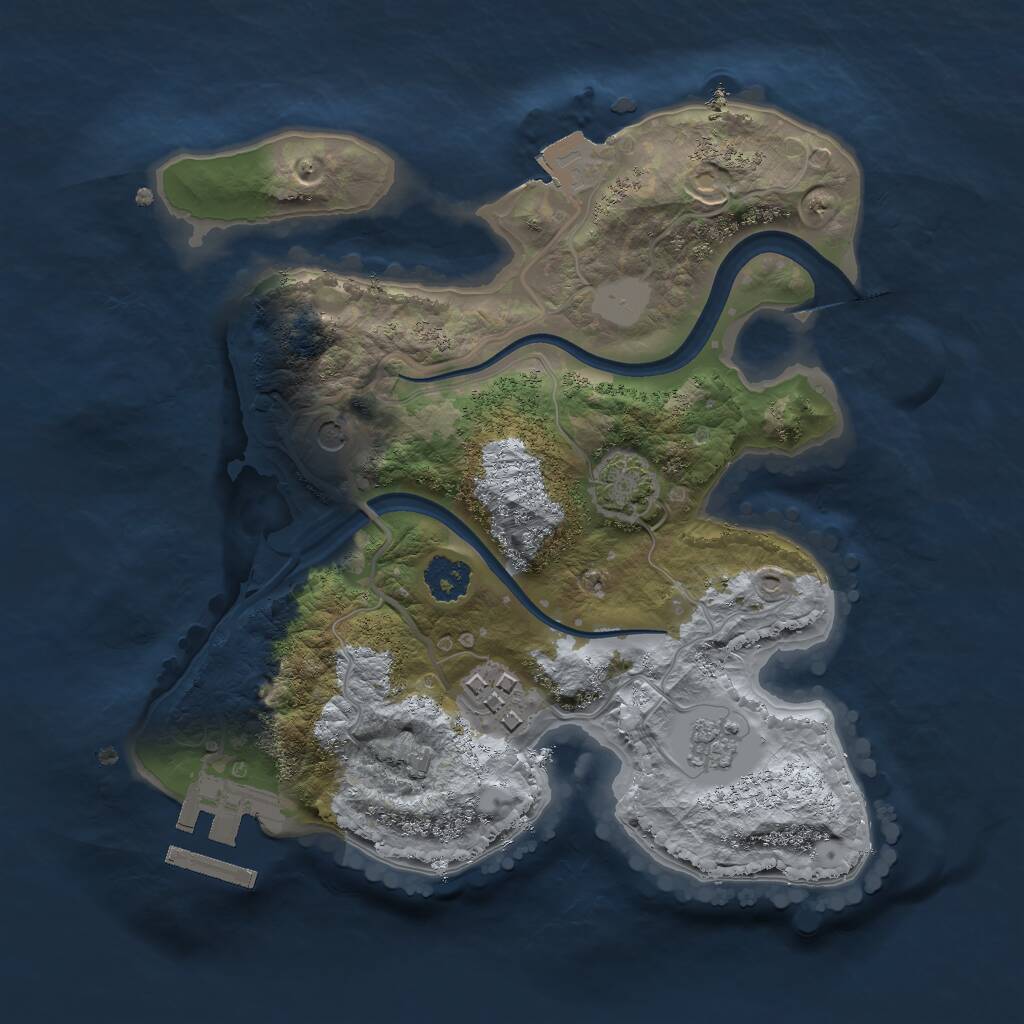 Rust Map: Procedural Map, Size: 2250, Seed: 883424838, 6 Monuments
