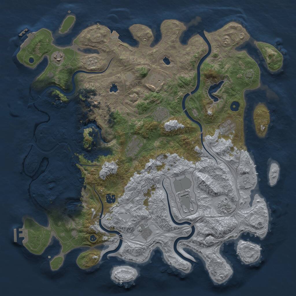 Rust Map: Procedural Map, Size: 4500, Seed: 873774829, 16 Monuments