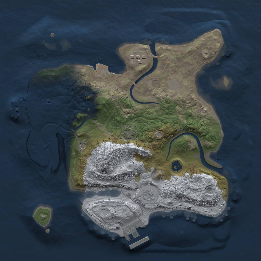 Rust Map: Procedural Map, Size: 2500, Seed: 734217894, 7 Monuments