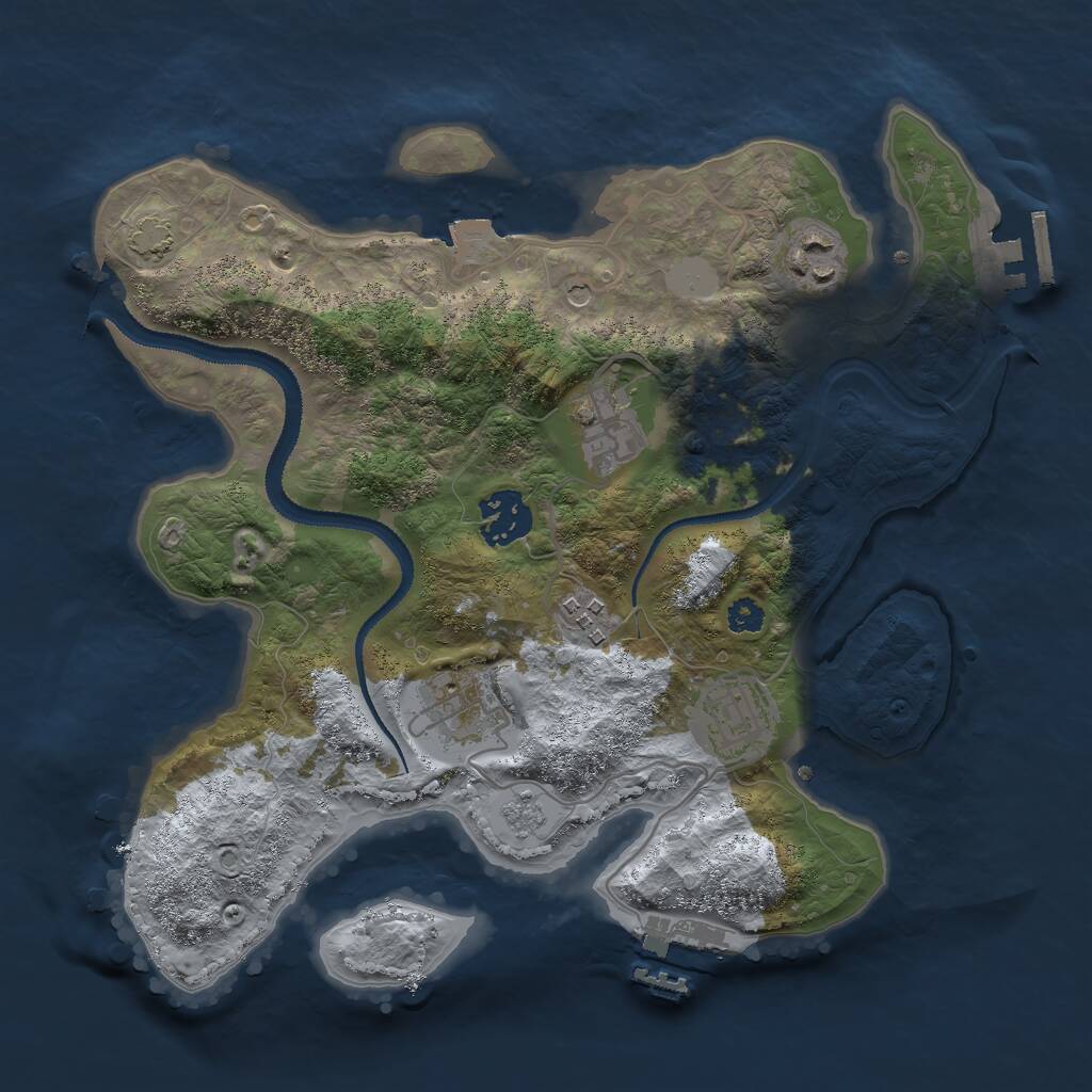 Rust Map: Procedural Map, Size: 3000, Seed: 654878, 12 Monuments