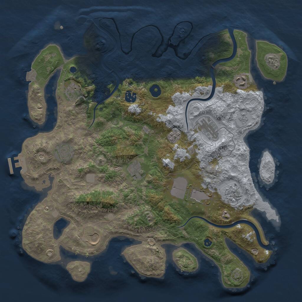 Rust Map: Procedural Map, Size: 3800, Seed: 1236183154, 15 Monuments