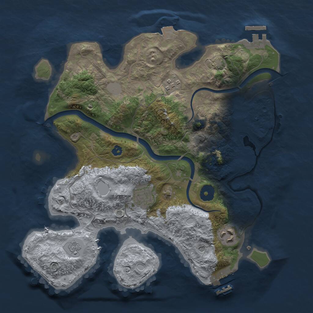 Rust Map: Procedural Map, Size: 3000, Seed: 86859, 9 Monuments