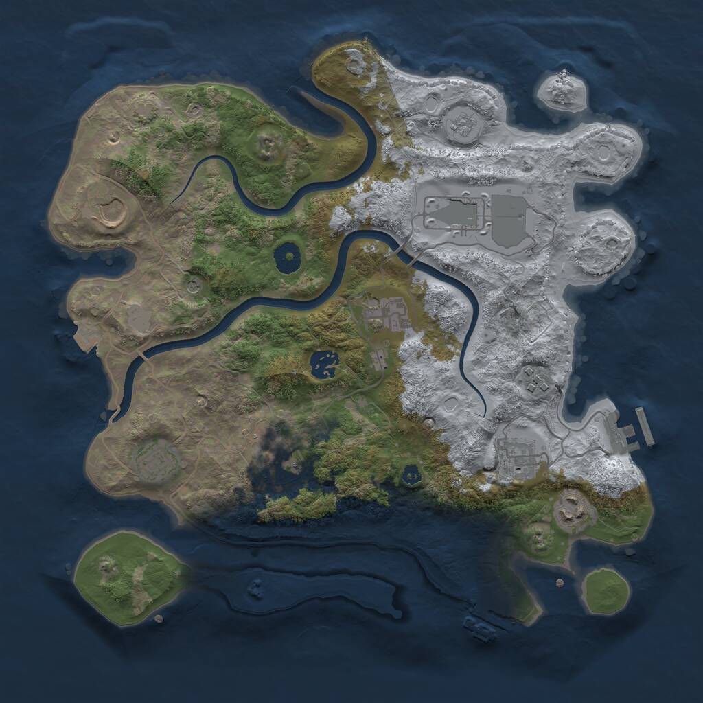 Rust Map: Procedural Map, Size: 3600, Seed: 1206350448, 15 Monuments