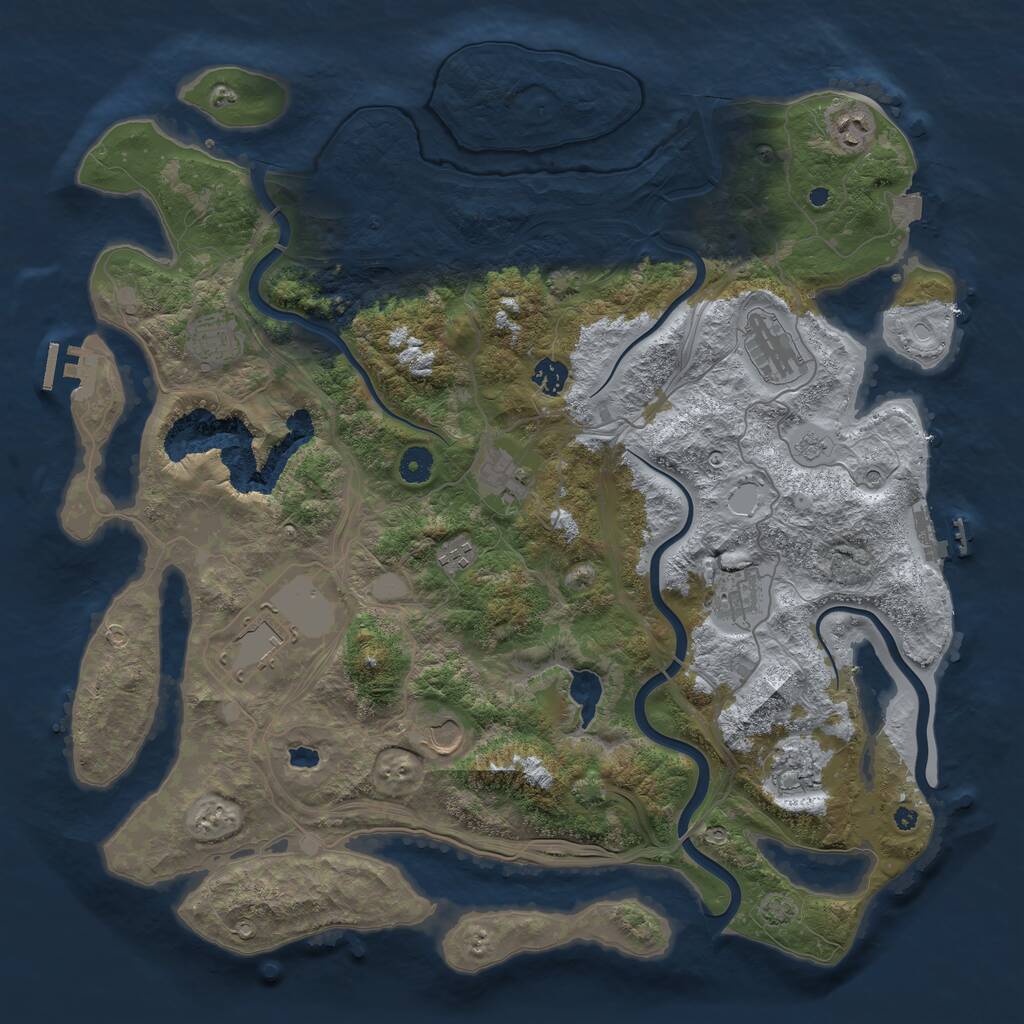Rust Map: Procedural Map, Size: 4350, Seed: 1277197582, 16 Monuments