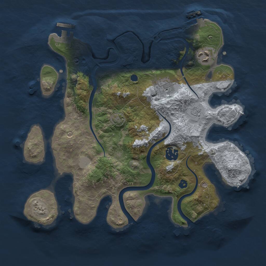 Rust Map: Procedural Map, Size: 3000, Seed: 6077, 8 Monuments