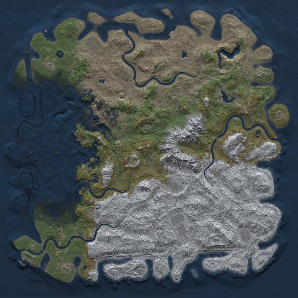 Rust Map: Procedural Map, Size: 6000, Seed: 483283, 17 Monuments