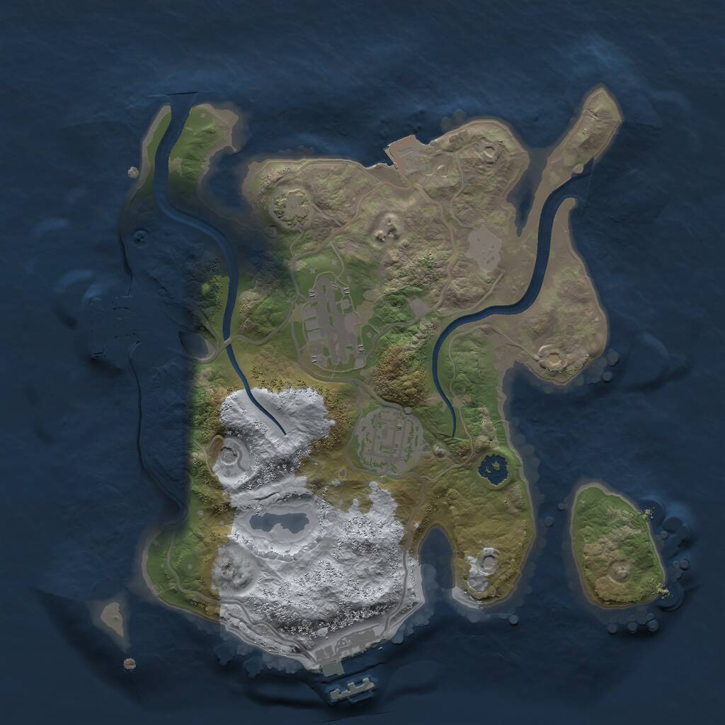 Rust Map: Procedural Map, Size: 2500, Seed: 97443, 7 Monuments