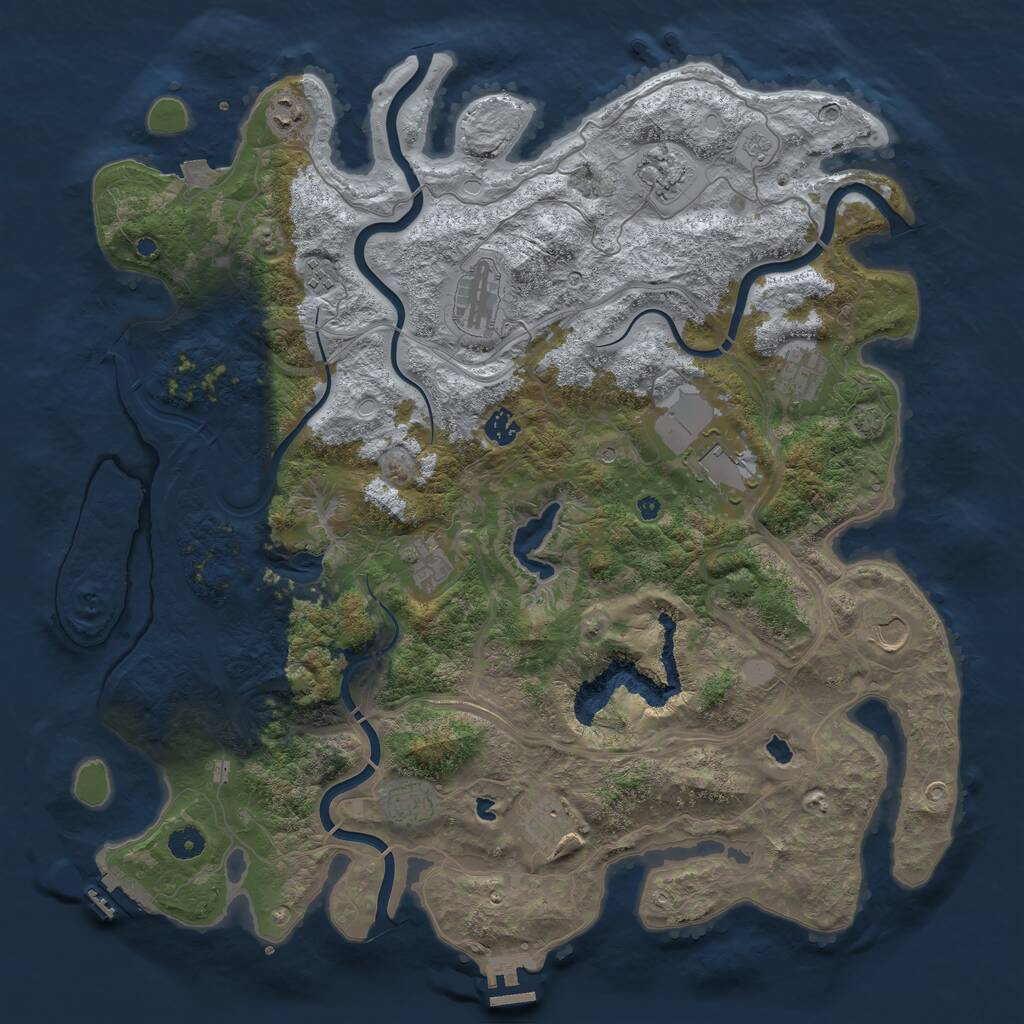 Rust Map: Procedural Map, Size: 4500, Seed: 191683222, 17 Monuments