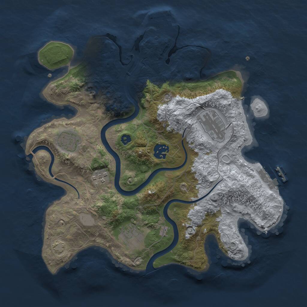 Rust Map: Procedural Map, Size: 3000, Seed: 1585318337, 10 Monuments