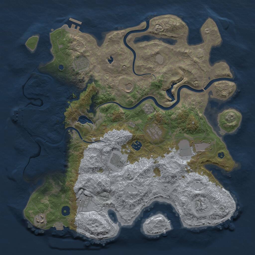 Rust Map: Procedural Map, Size: 4000, Seed: 1358525965, 16 Monuments