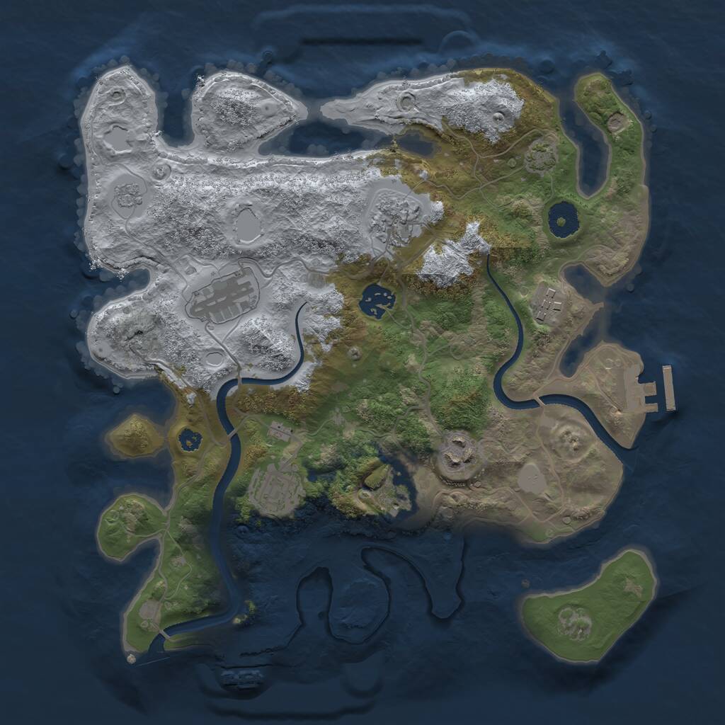 Rust Map: Procedural Map, Size: 3250, Seed: 1134114517, 12 Monuments