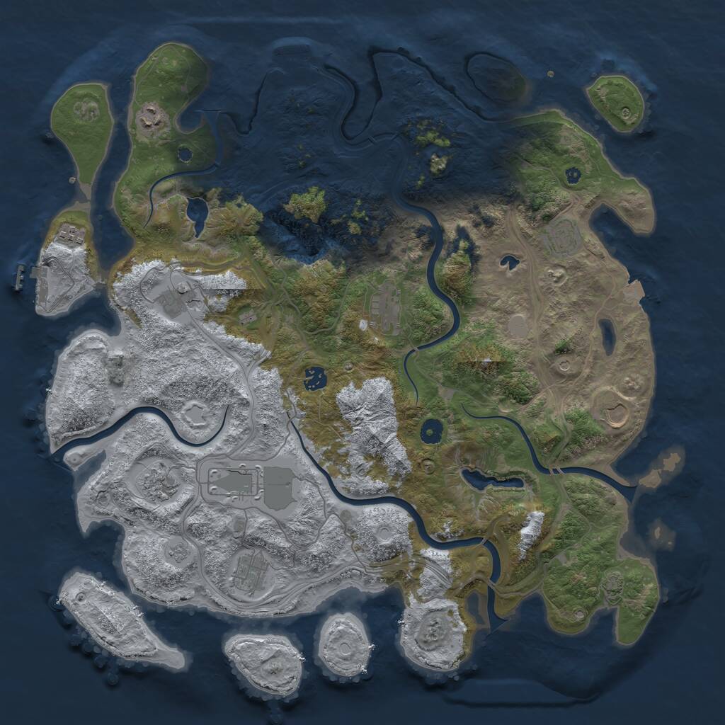 Rust Map: Procedural Map, Size: 4500, Seed: 27829, 16 Monuments