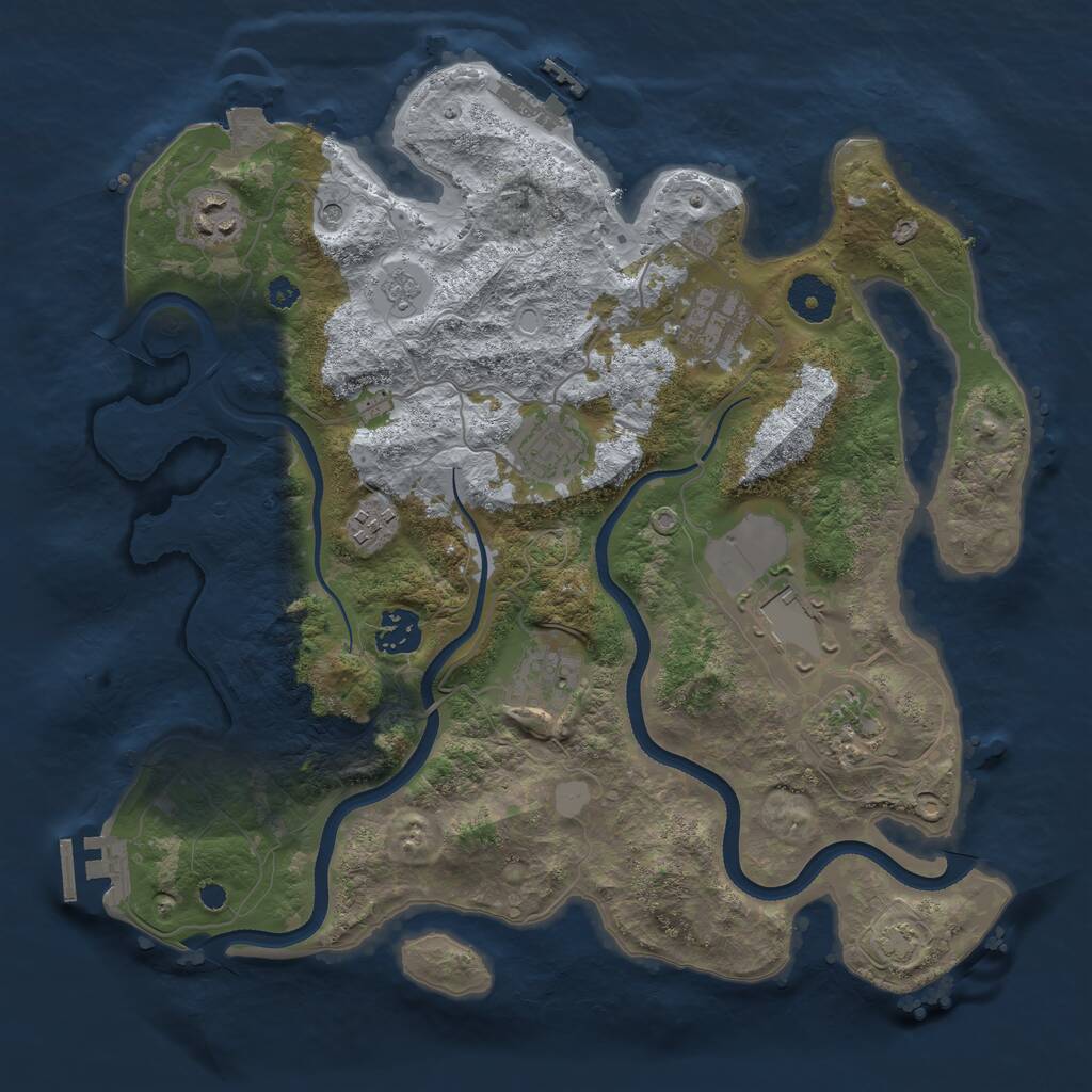 Rust Map: Procedural Map, Size: 3500, Seed: 1703555323, 14 Monuments