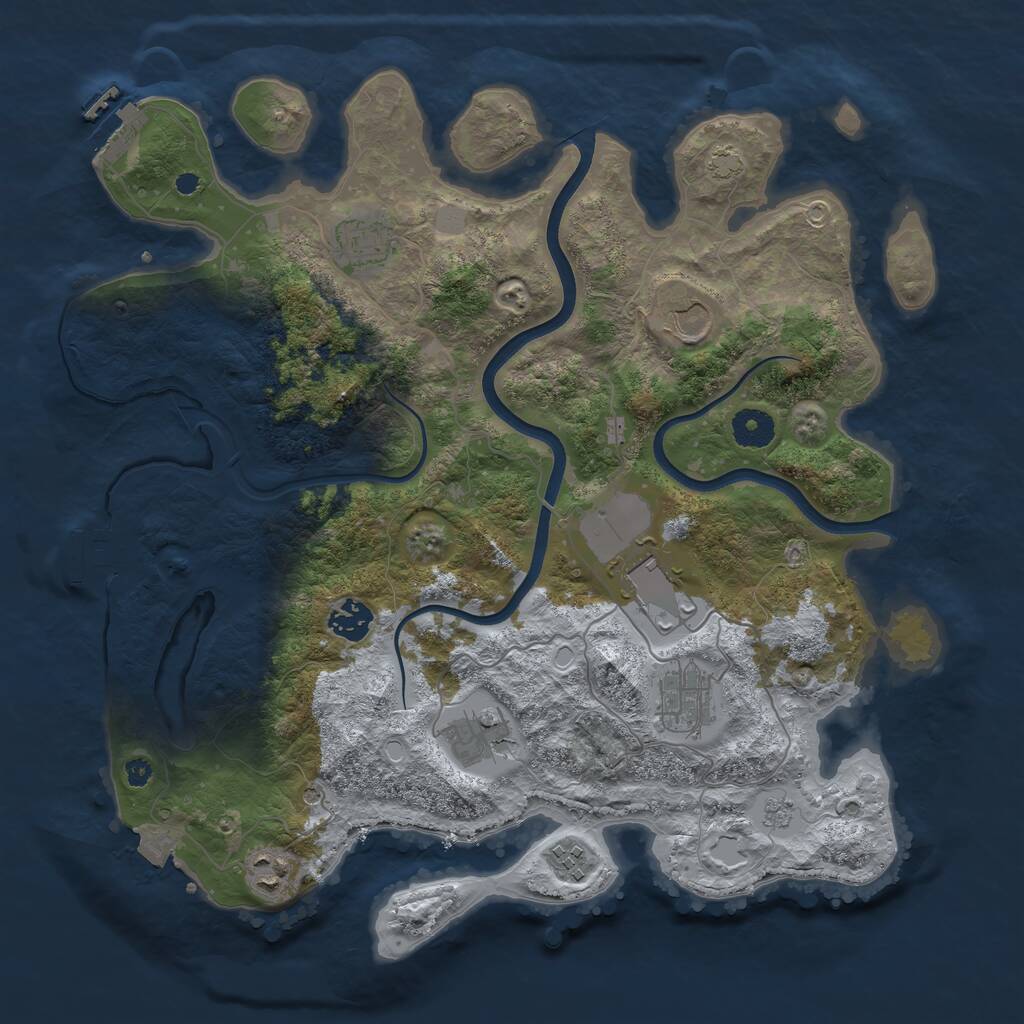 Rust Map: Procedural Map, Size: 3750, Seed: 619629770, 14 Monuments