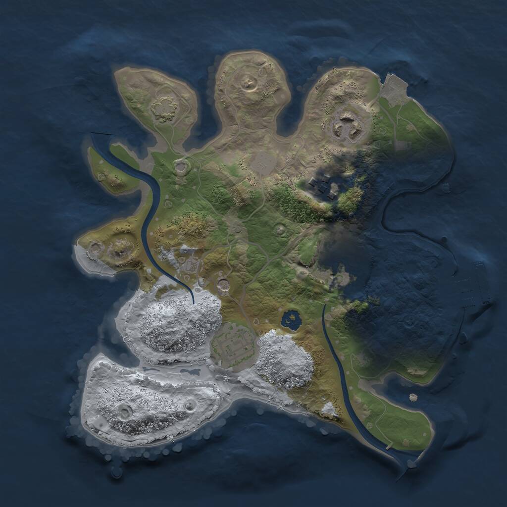 Rust Map: Procedural Map, Size: 2500, Seed: 115340296, 8 Monuments