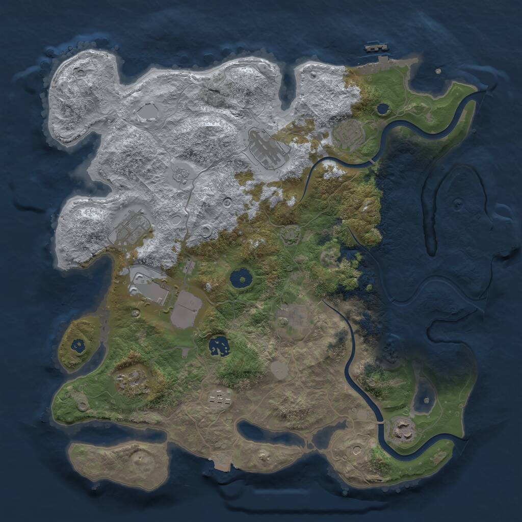 Rust Map: Procedural Map, Size: 3750, Seed: 2004358125, 15 Monuments
