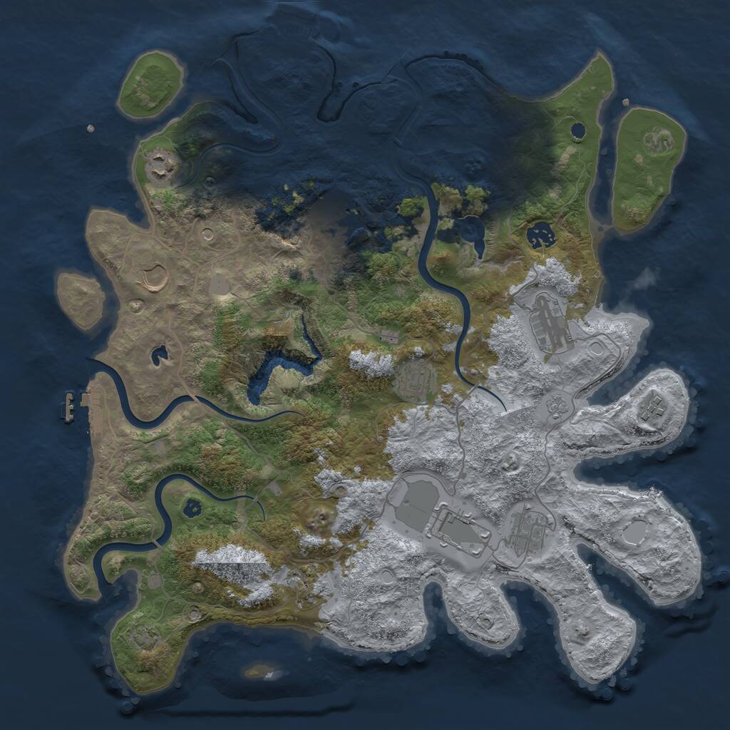 Rust Map: Procedural Map, Size: 4000, Seed: 1919957856, 16 Monuments