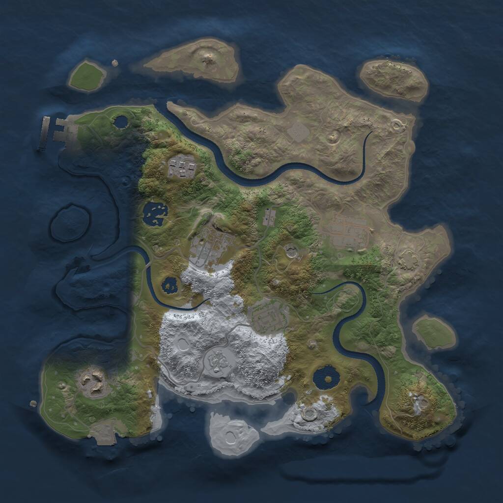 Rust Map: Procedural Map, Size: 3000, Seed: 597966757, 11 Monuments