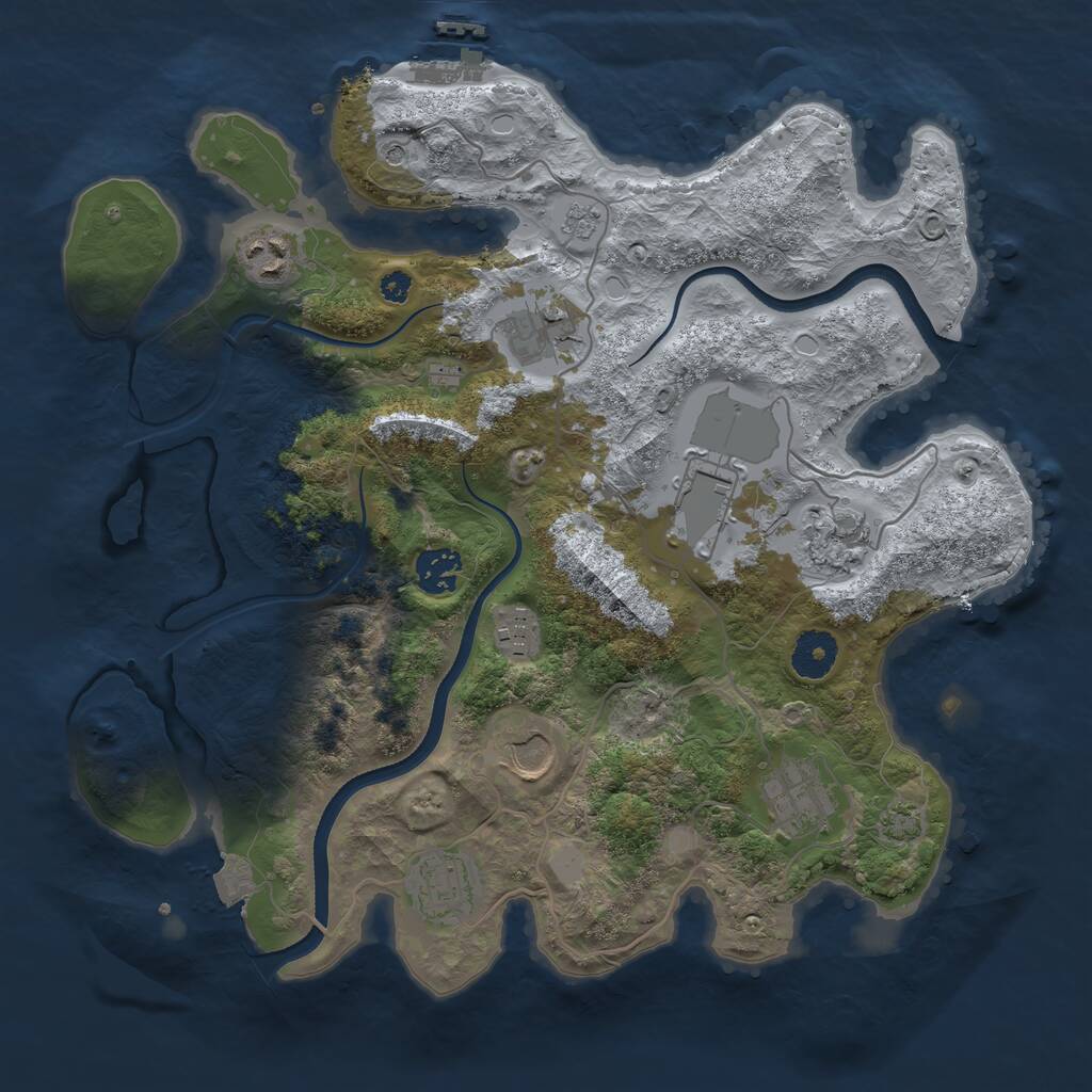Rust Map: Procedural Map, Size: 3500, Seed: 555777, 14 Monuments