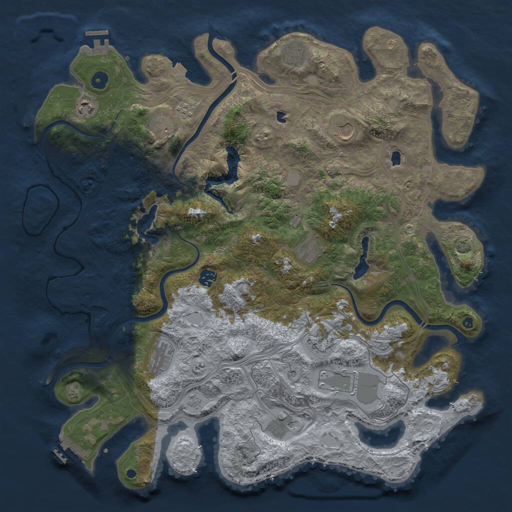Rust Map: Procedural Map, Size: 4500, Seed: 1421462251, 17 Monuments