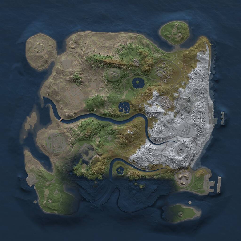 Rust Map: Procedural Map, Size: 3000, Seed: 16853, 13 Monuments