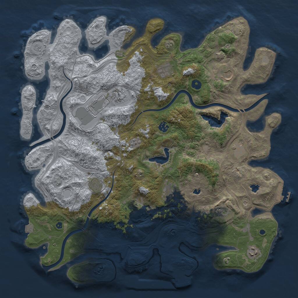 Rust Map: Procedural Map, Size: 4500, Seed: 193628, 17 Monuments