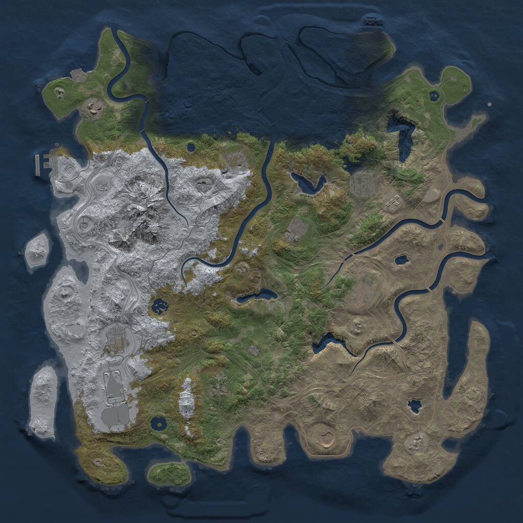 Rust Map: Procedural Map, Size: 5000, Seed: 254888287, 17 Monuments