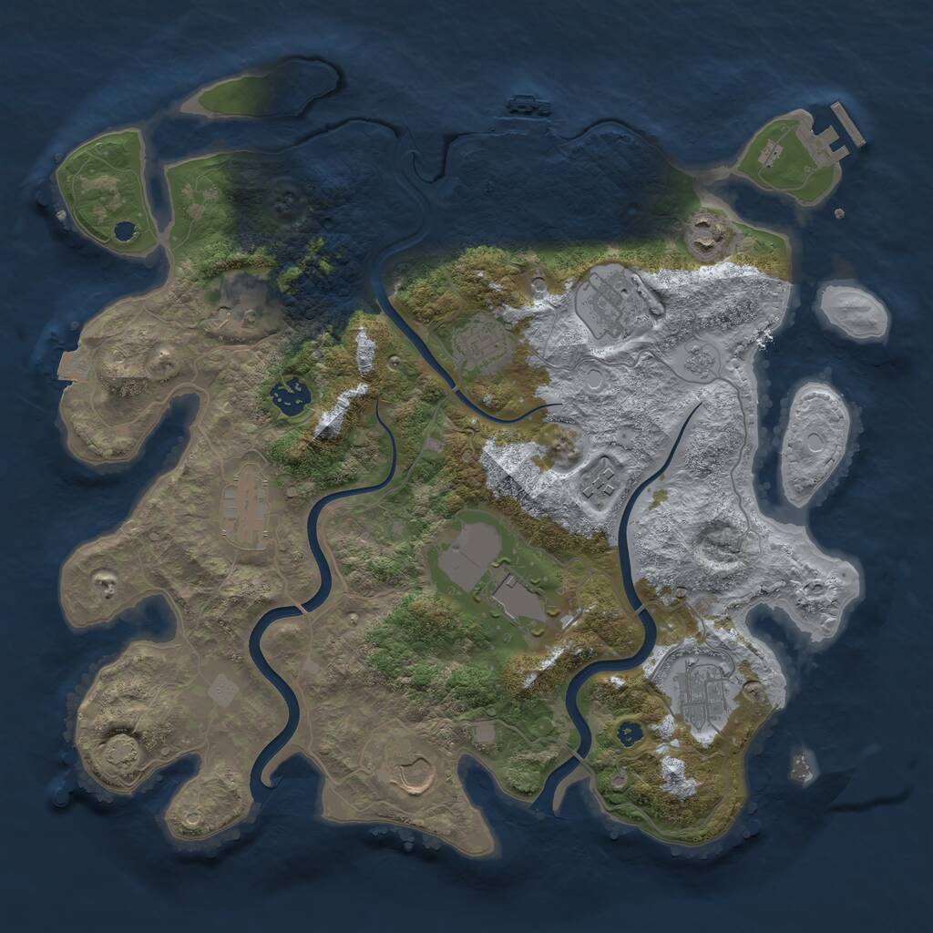 Rust Map: Procedural Map, Size: 3750, Seed: 1908335772, 16 Monuments