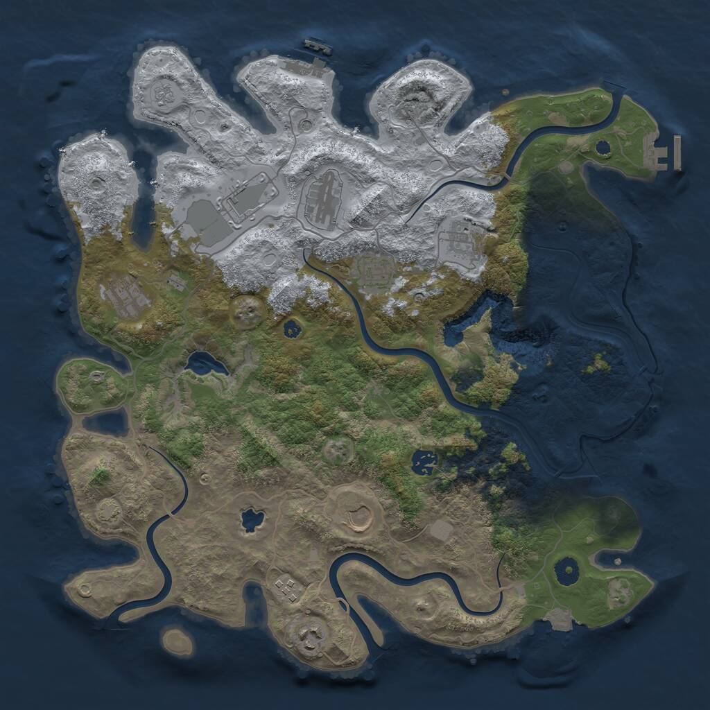 Rust Map: Procedural Map, Size: 4050, Seed: 579499590, 15 Monuments