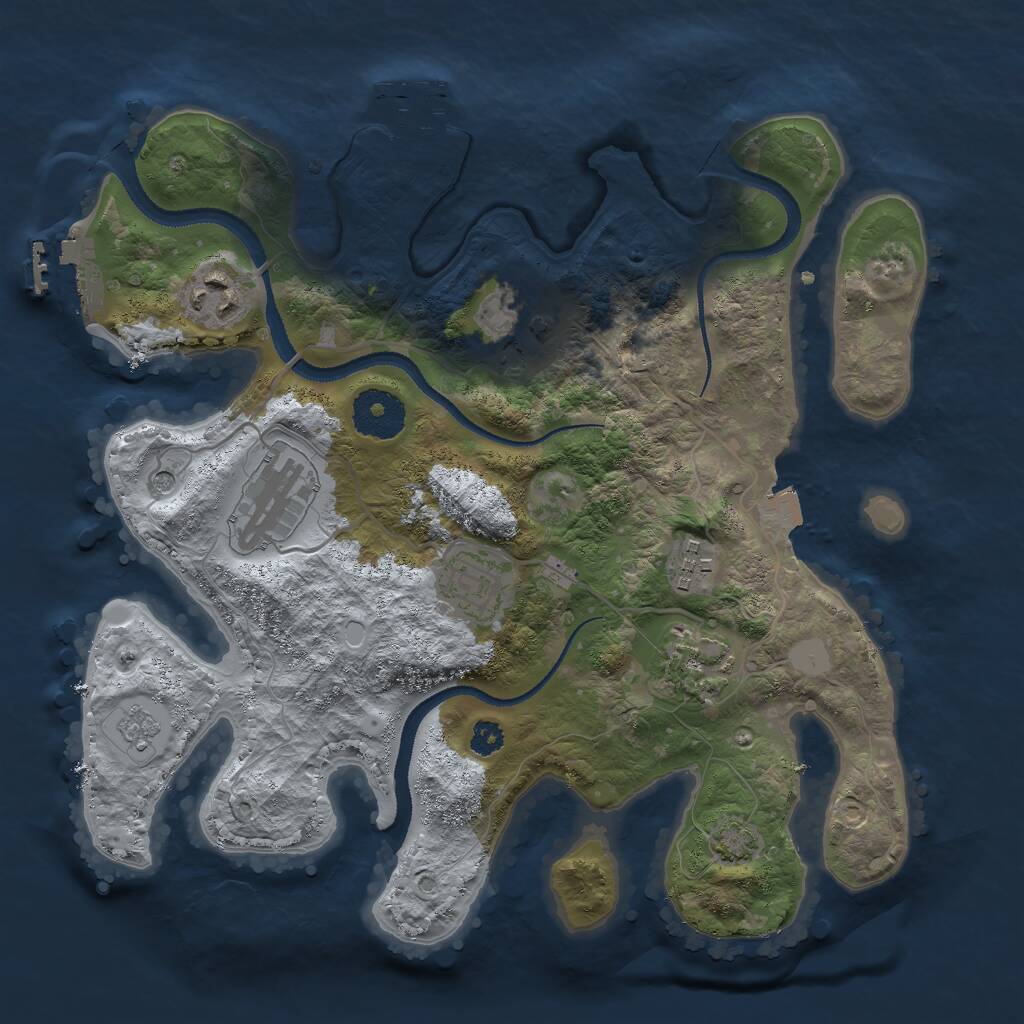 Rust Map: Procedural Map, Size: 3000, Seed: 21703762, 12 Monuments