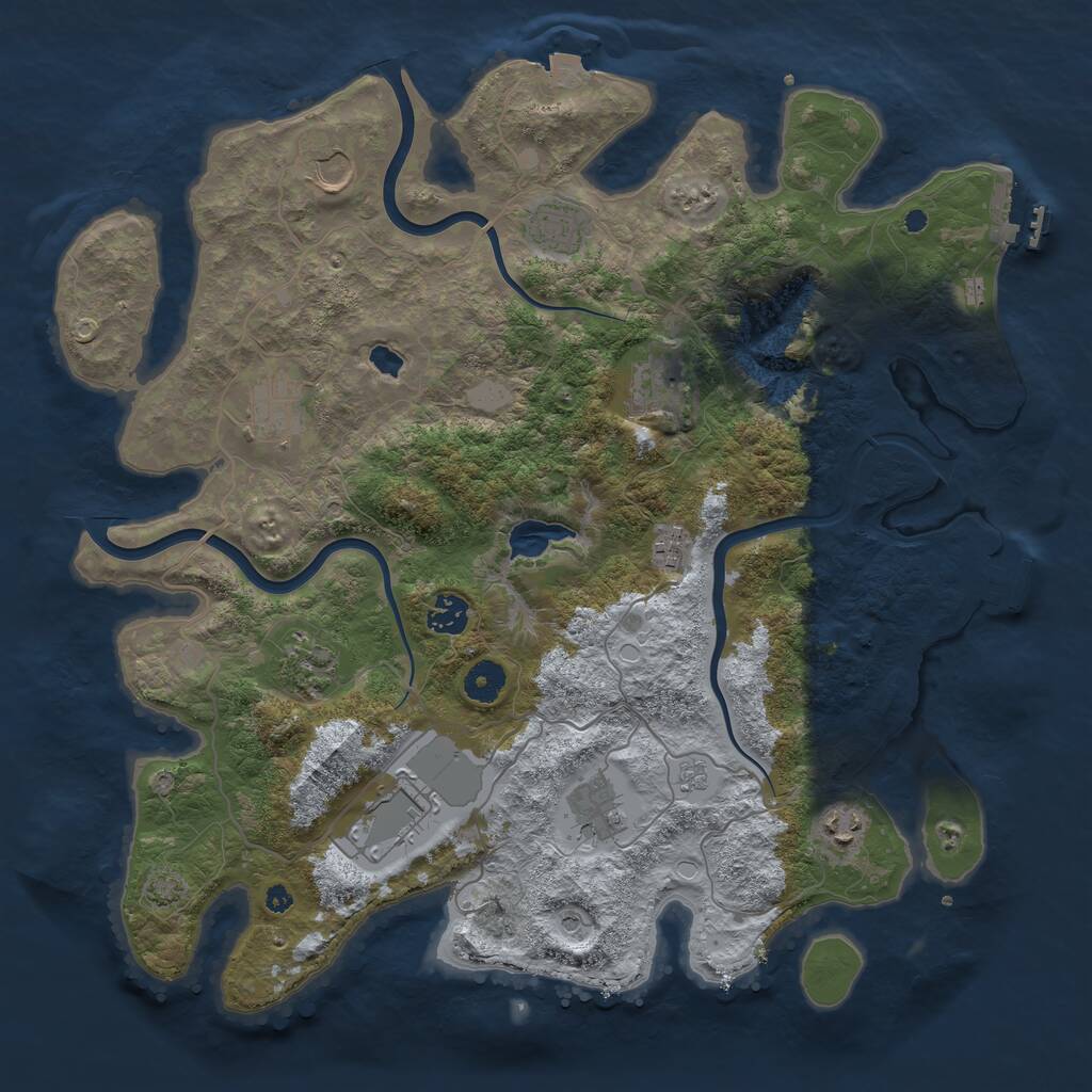 Rust Map: Procedural Map, Size: 4000, Seed: 2133158036, 16 Monuments
