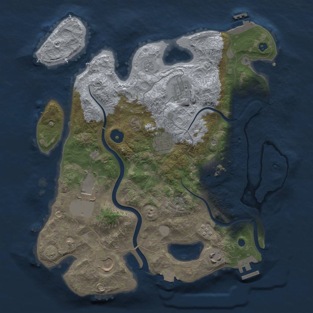 Rust Map: Procedural Map, Size: 3500, Seed: 2027085454, 13 Monuments