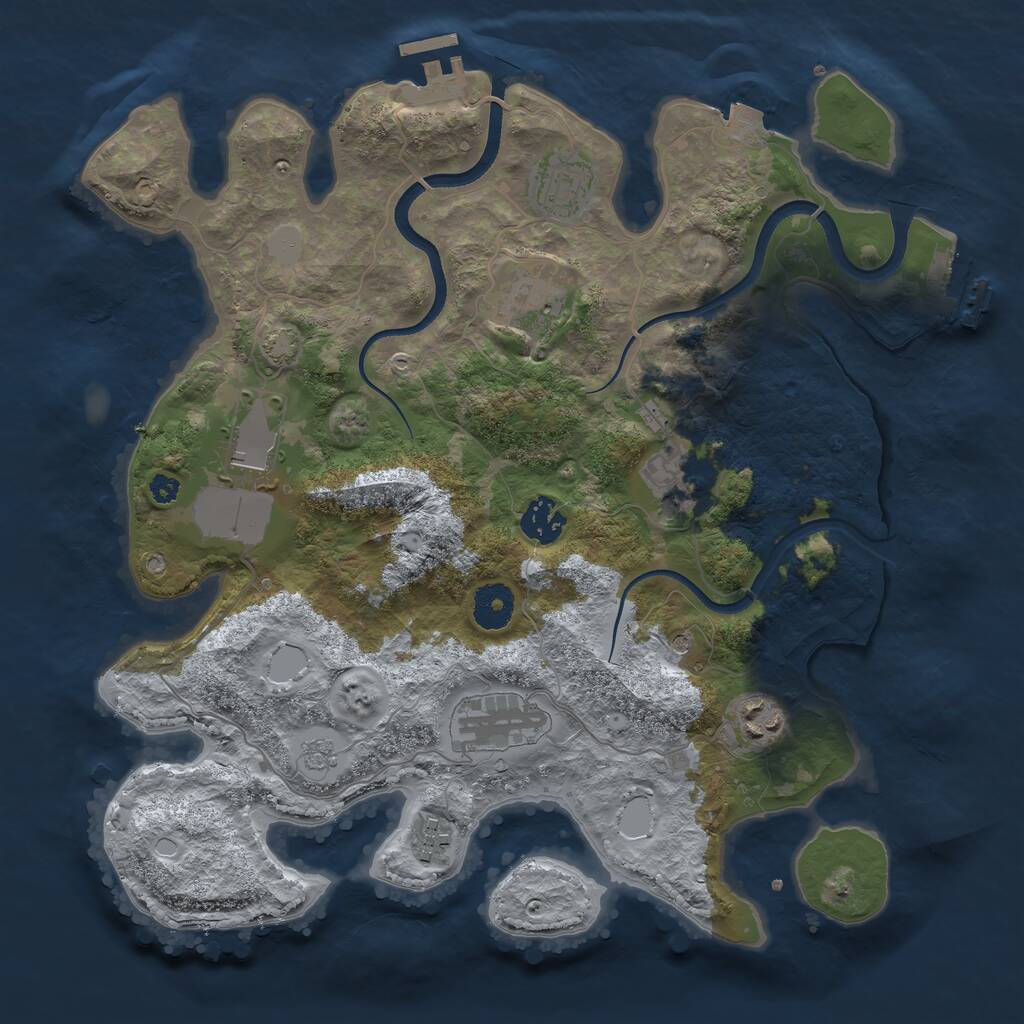 Rust Map: Procedural Map, Size: 3500, Seed: 960711114, 14 Monuments