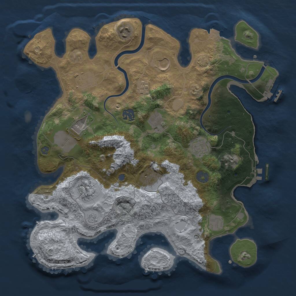 Rust Map: Procedural Map, Size: 3500, Seed: 960711114, 18 Monuments