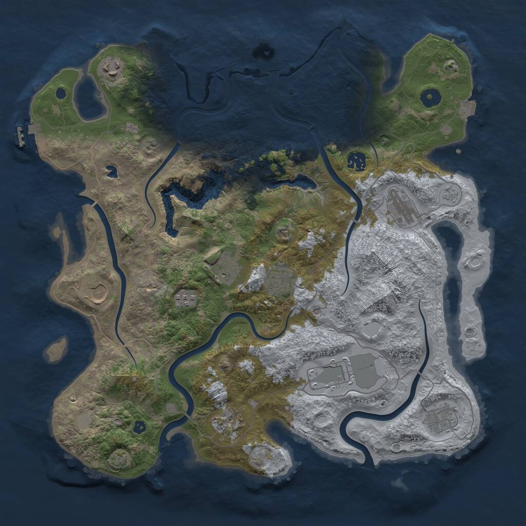 Rust Map: Procedural Map, Size: 4050, Seed: 861760622, 16 Monuments