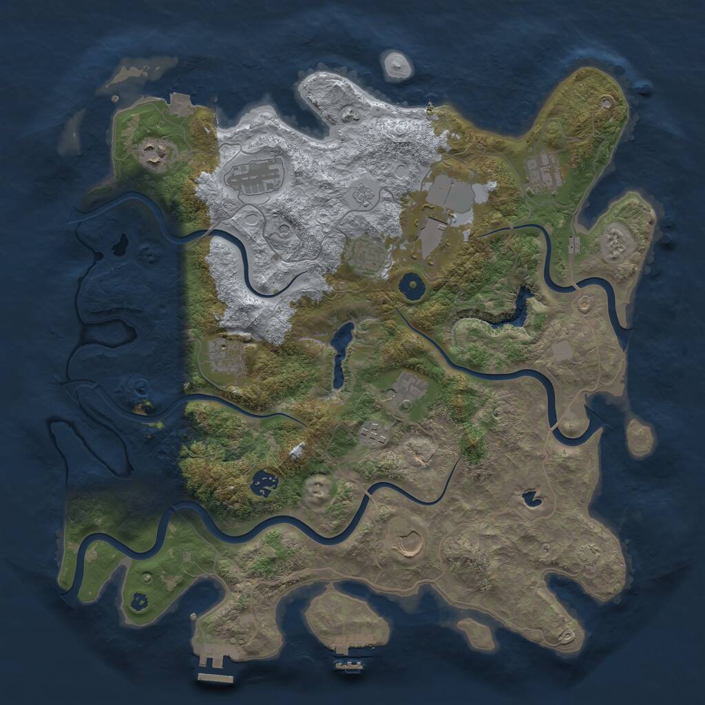 Rust Map: Procedural Map, Size: 4050, Seed: 1669522410, 16 Monuments