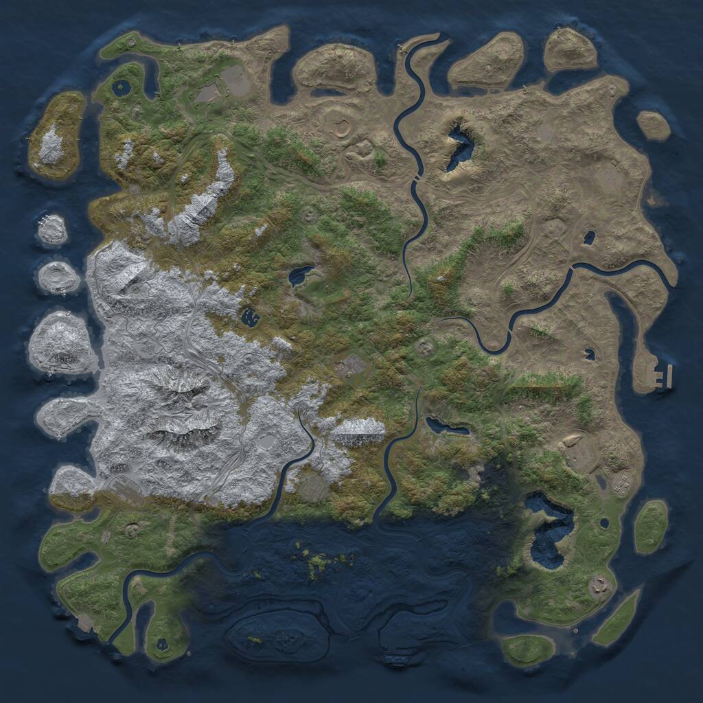 Rust Map: Procedural Map, Size: 6000, Seed: 360573548, 17 Monuments