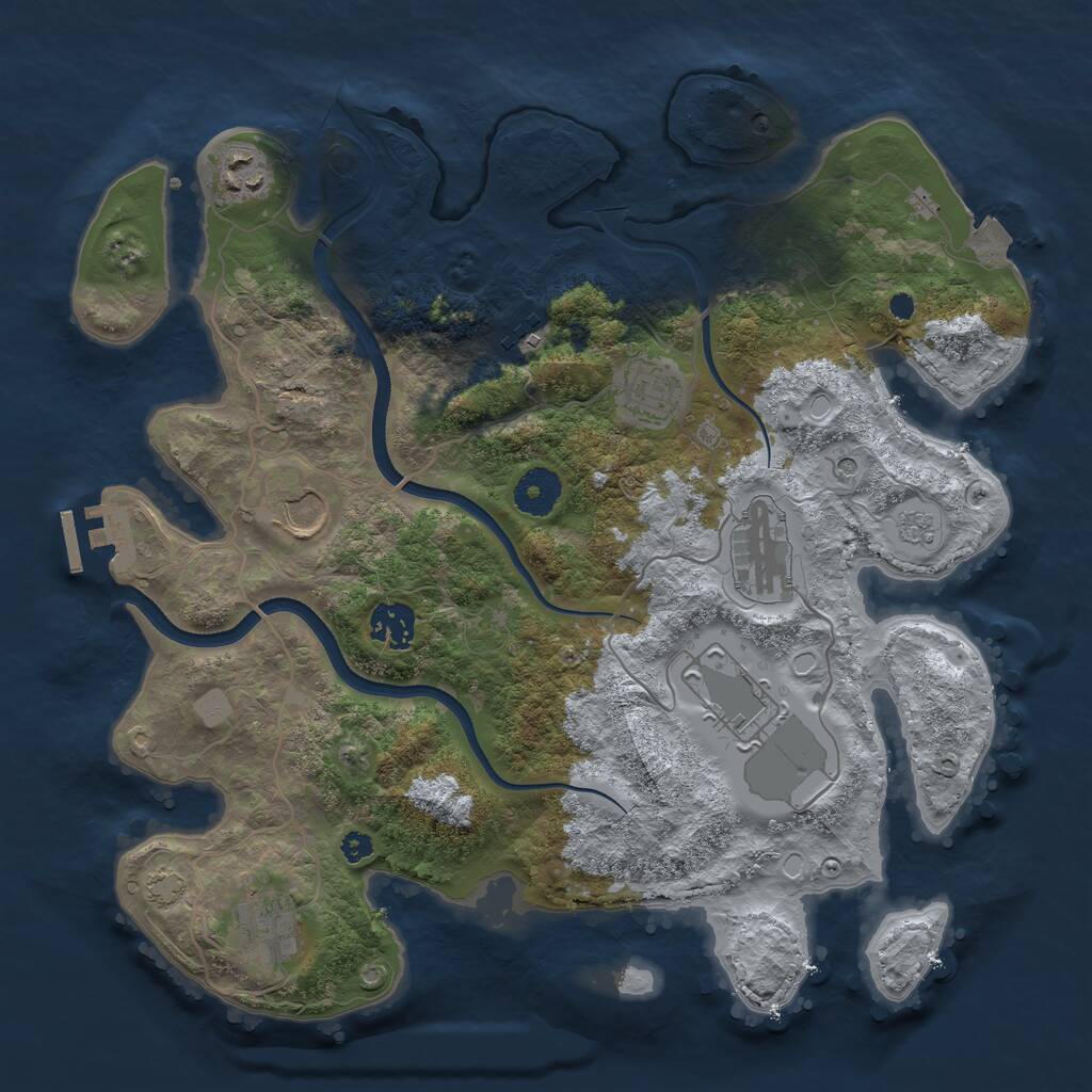 Rust Map: Procedural Map, Size: 3509, Seed: 847291, 13 Monuments