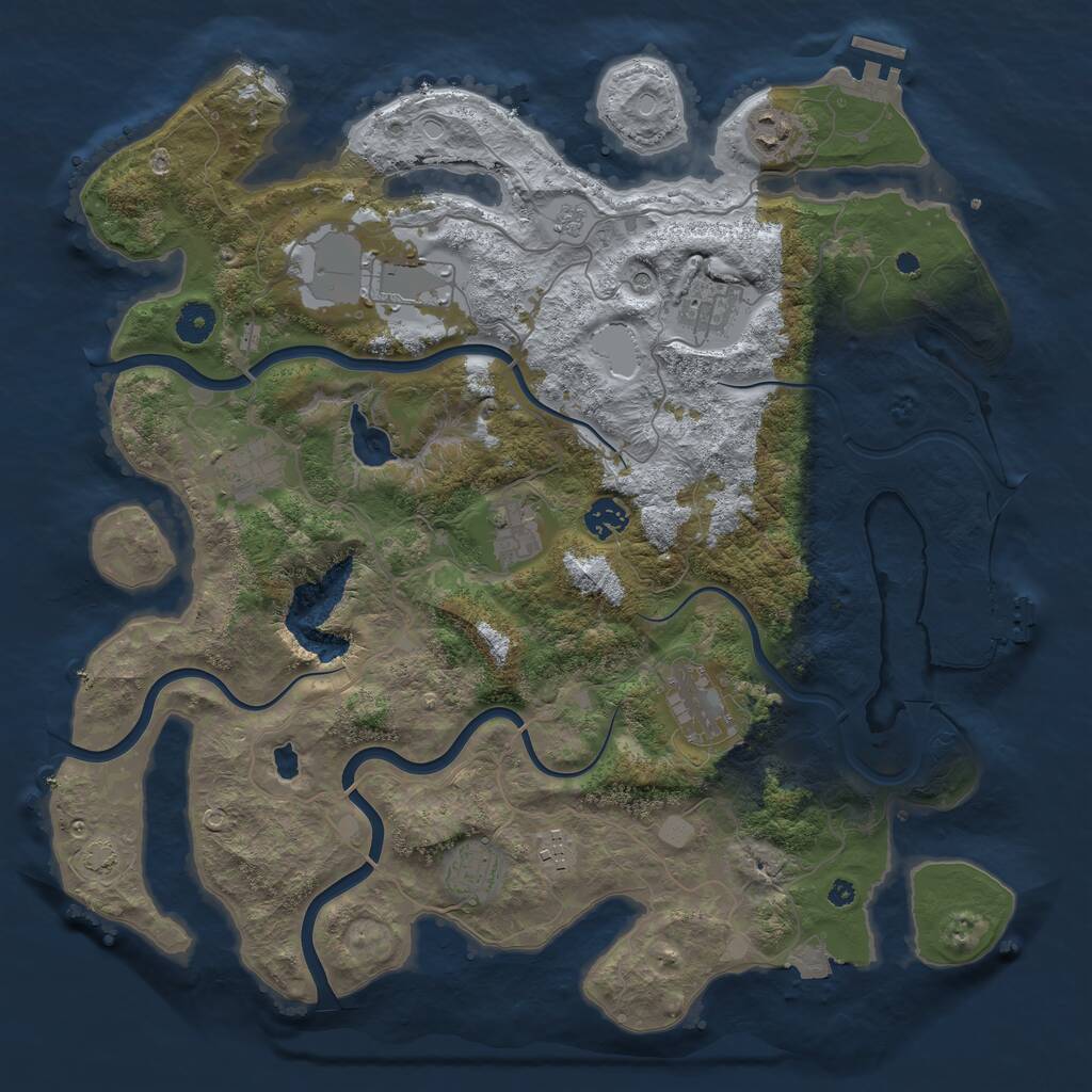 Rust Map: Procedural Map, Size: 4050, Seed: 1048842038, 15 Monuments