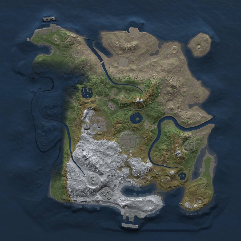 Rust Map: Procedural Map, Size: 3000, Seed: 1023382598, 9 Monuments