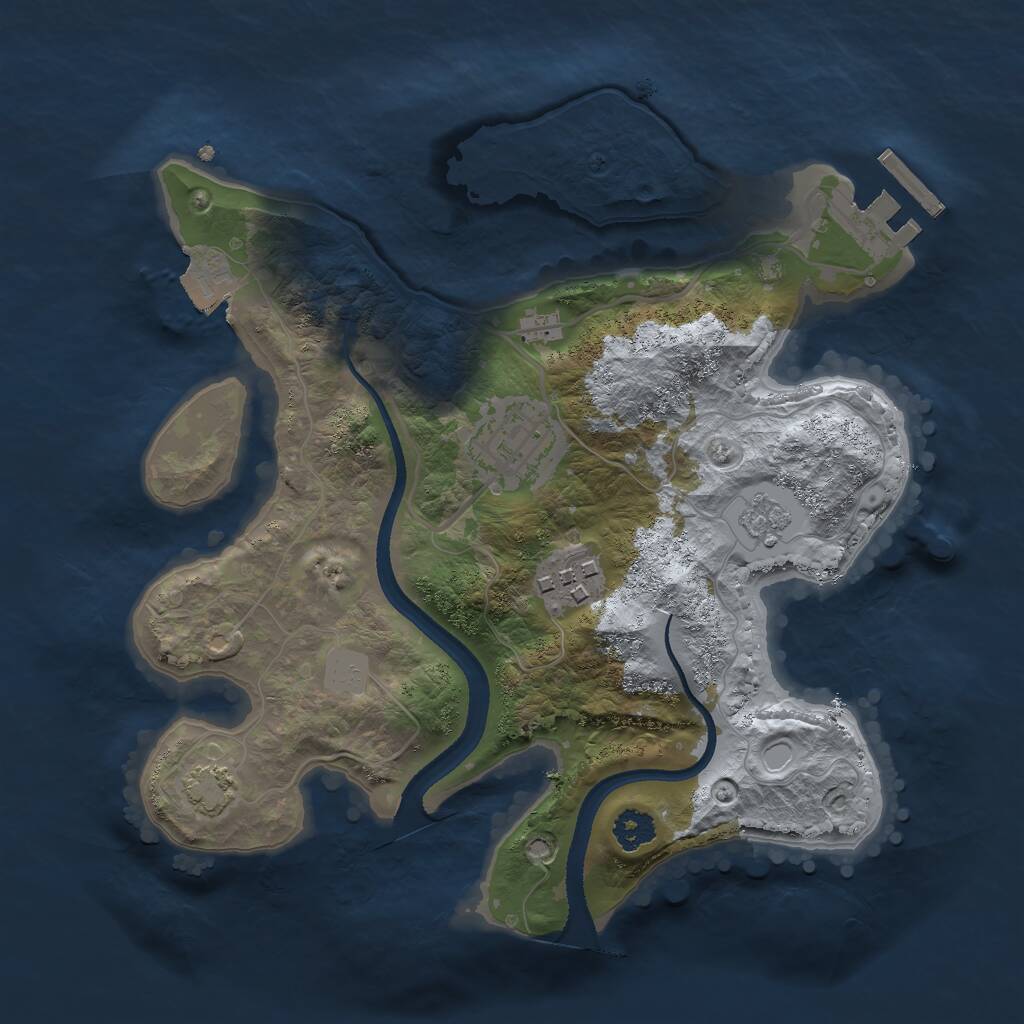 Rust Map: Procedural Map, Size: 2500, Seed: 2041916279, 6 Monuments