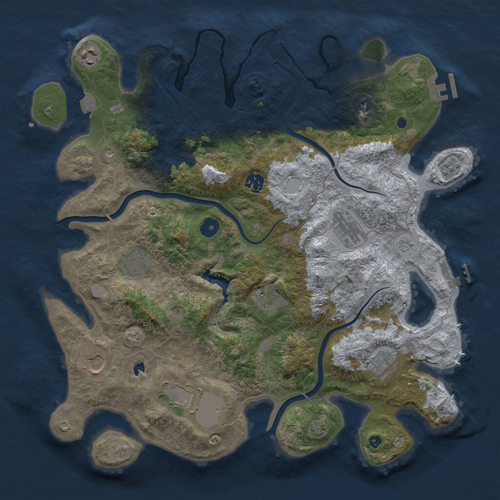Rust Map: Procedural Map, Size: 4000, Seed: 1042343690, 15 Monuments