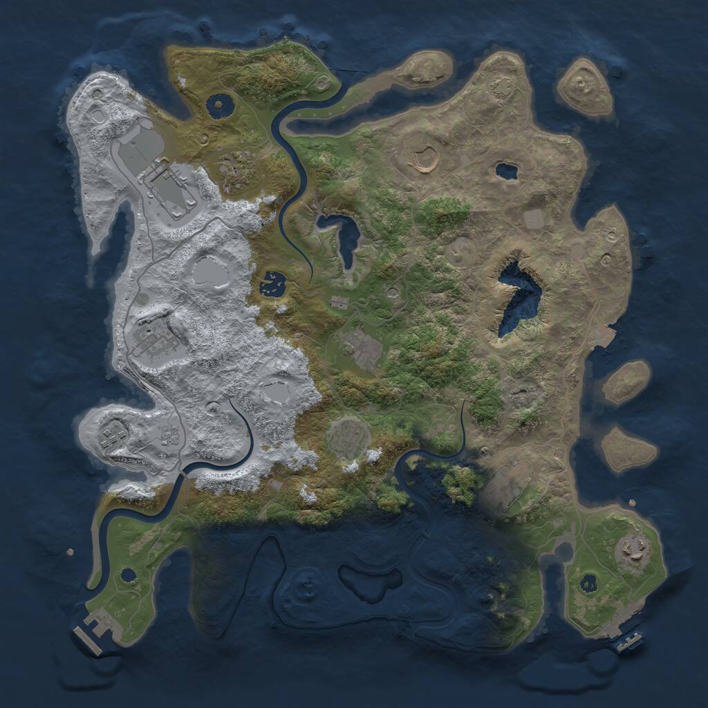 Rust Map: Procedural Map, Size: 4000, Seed: 1725640525, 16 Monuments