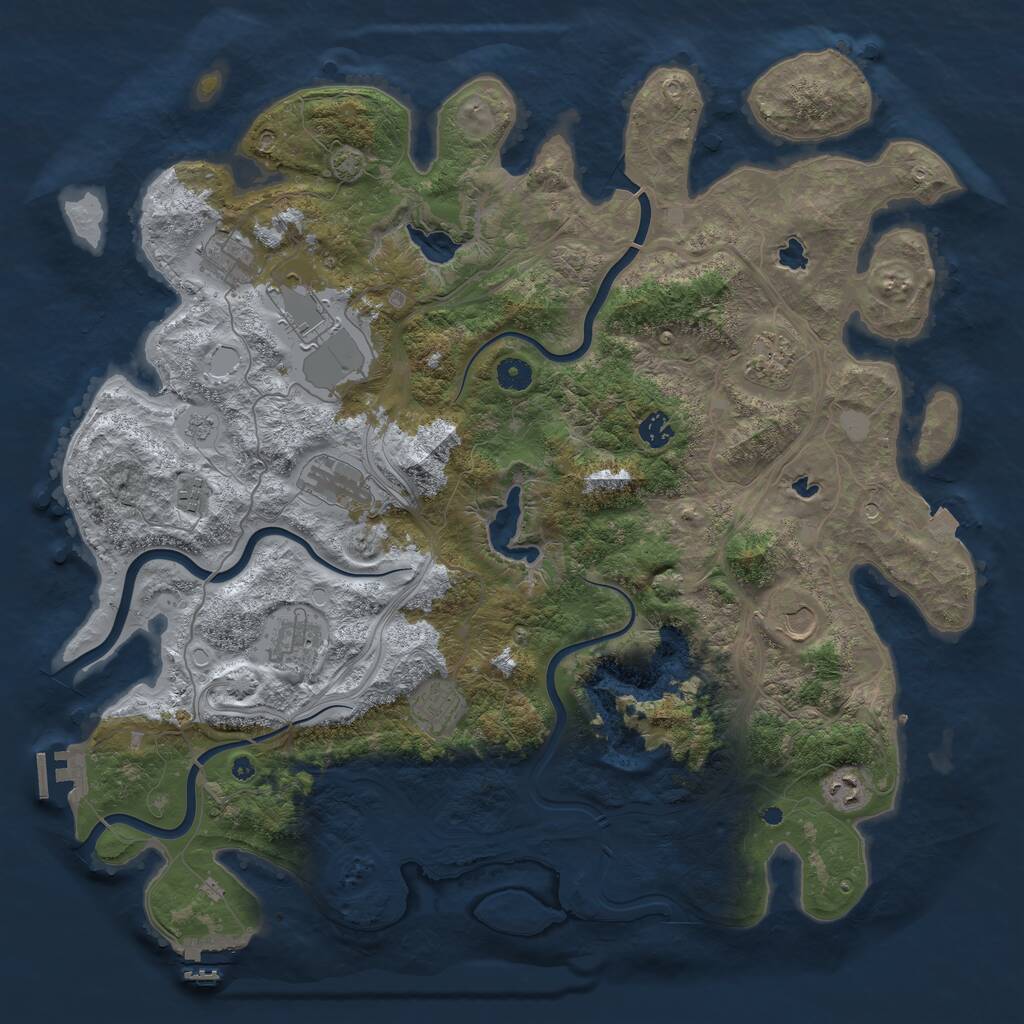 Rust Map: Procedural Map, Size: 4500, Seed: 1950577515, 16 Monuments
