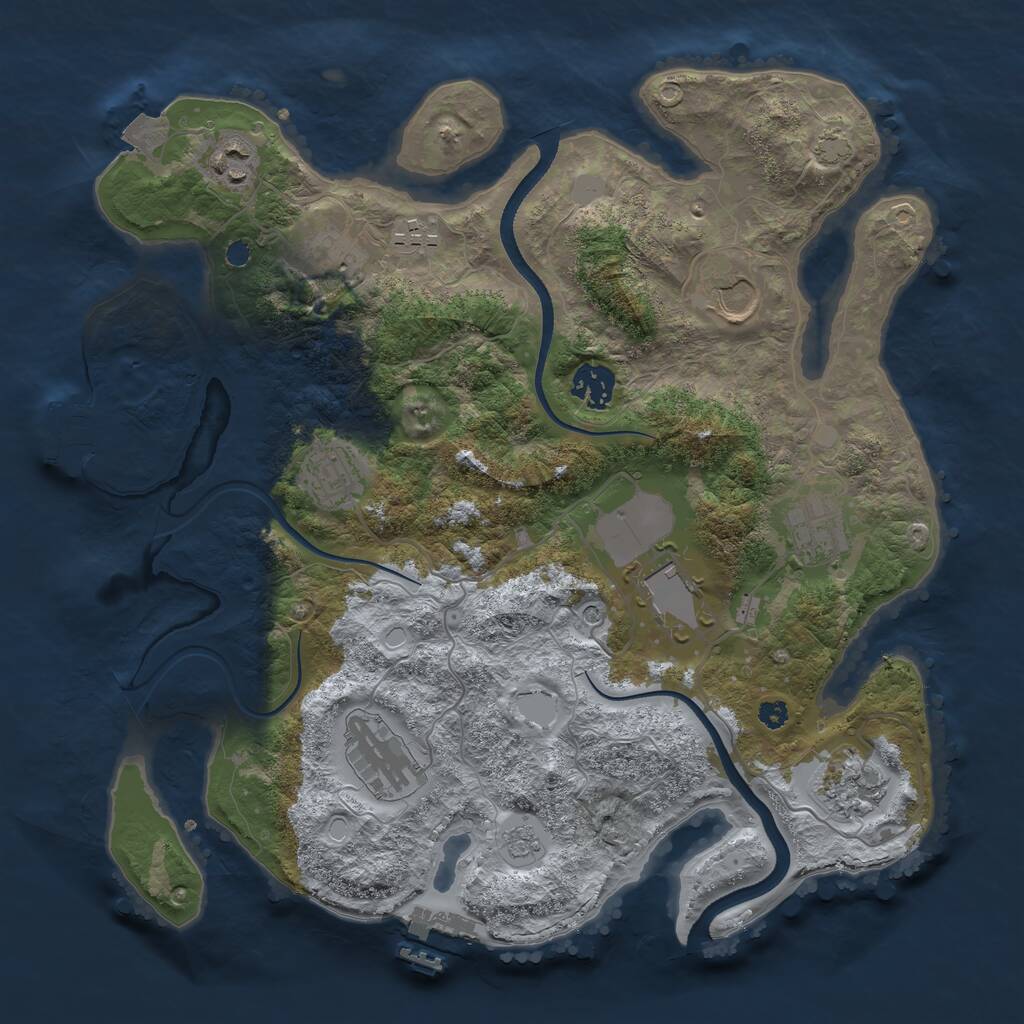 Rust Map: Procedural Map, Size: 3500, Seed: 2036447128, 16 Monuments