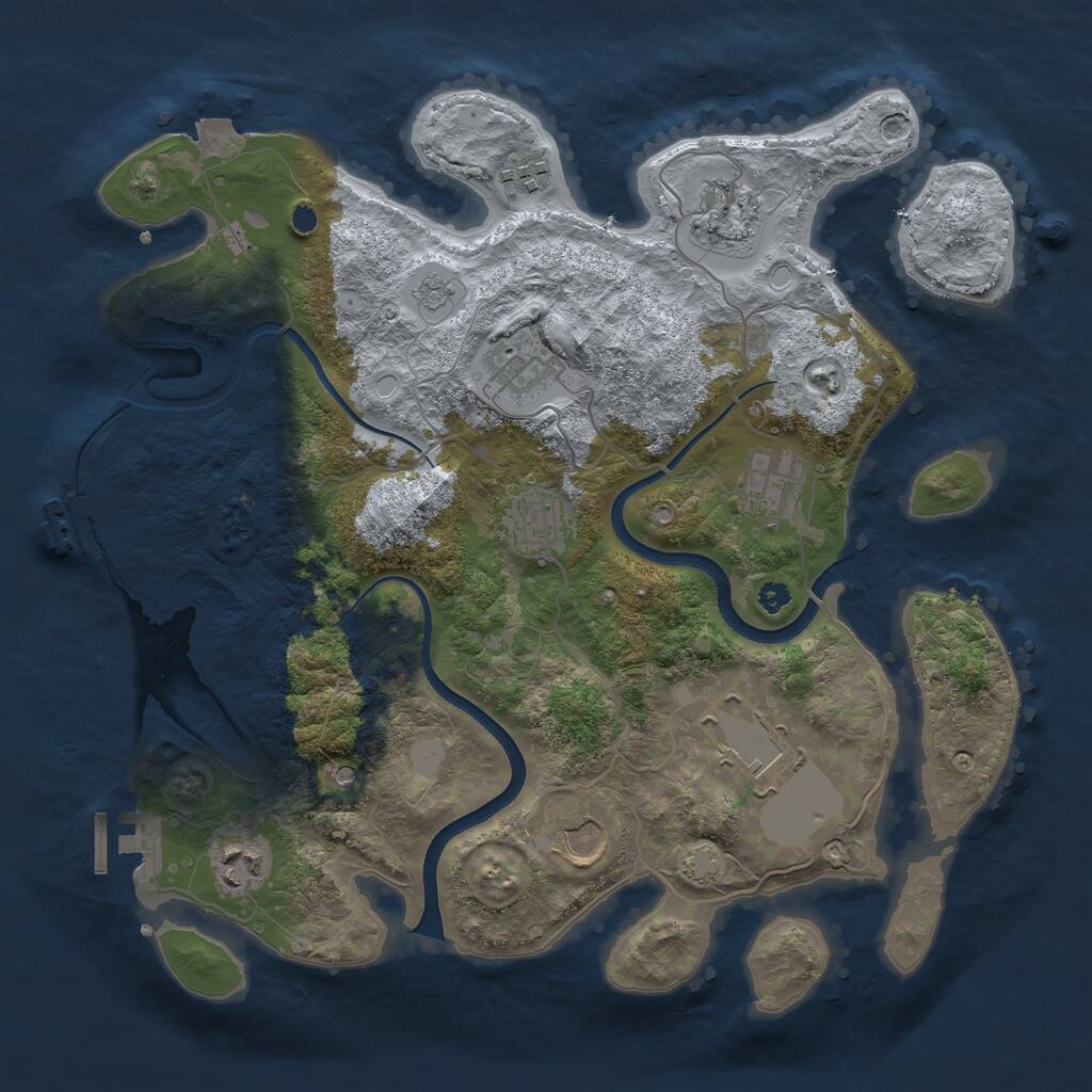 Rust Map: Procedural Map, Size: 3500, Seed: 1371930556, 14 Monuments